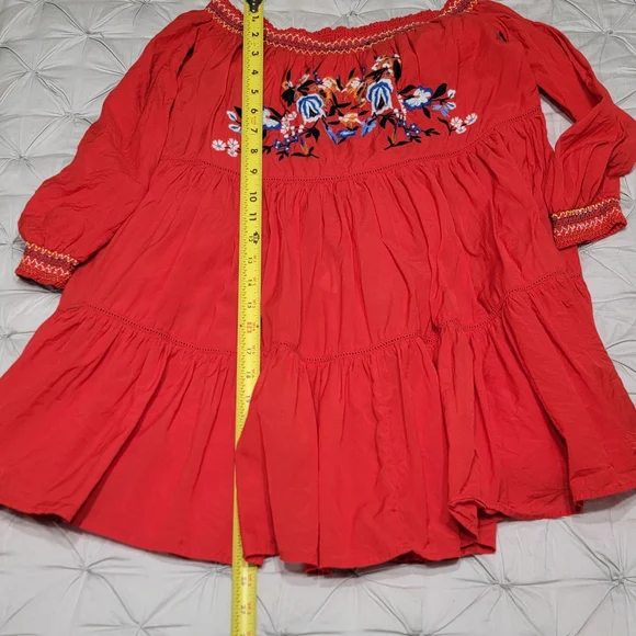 🤩Host Pick❤️FREE PEOPLE Boho Sunbeams Mini Dress w/Embroidery Women's Size XS - Picture 11 of 11